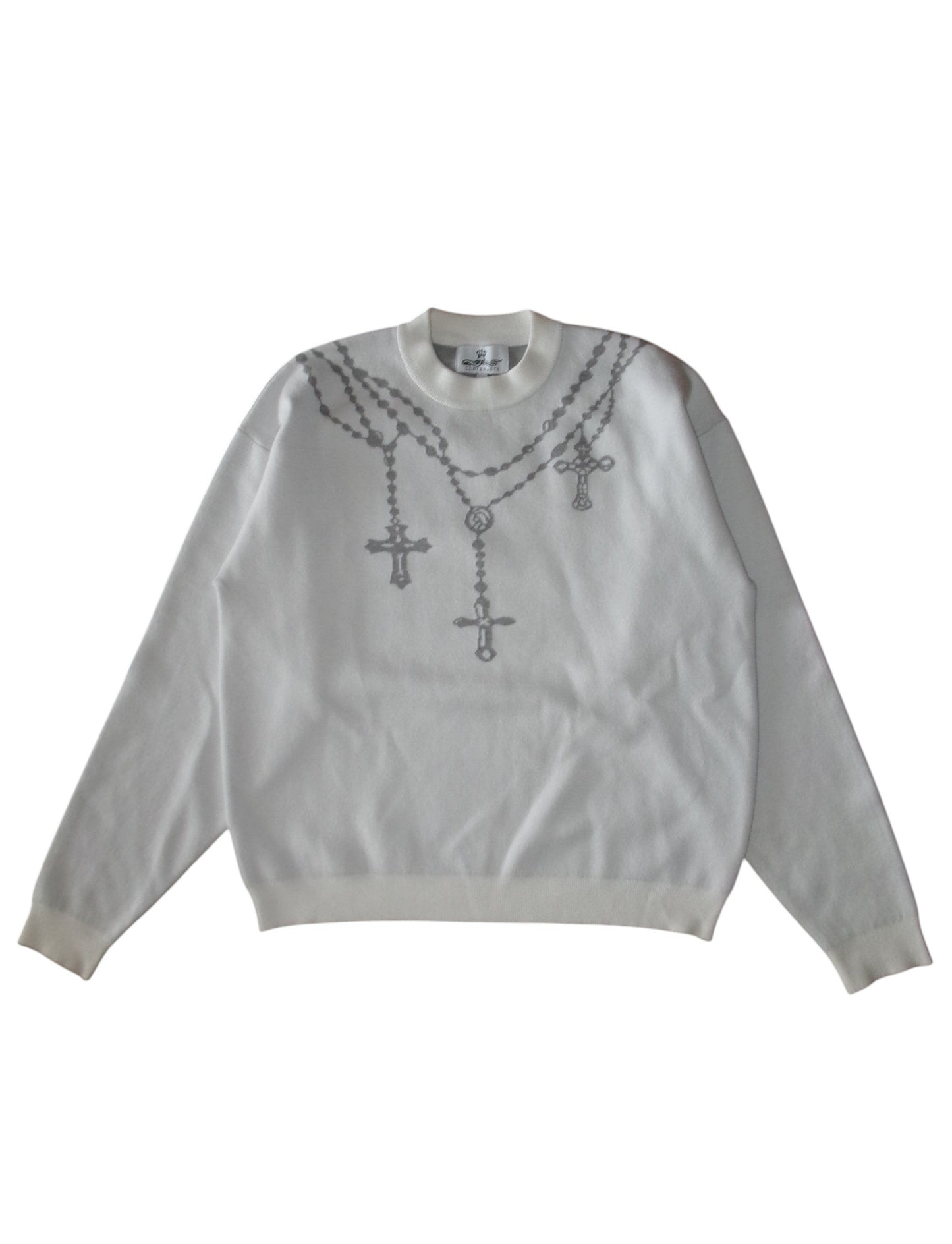 "PROTECT YOUR ENERGY" KNIT SWEATER - POWDER WHITE