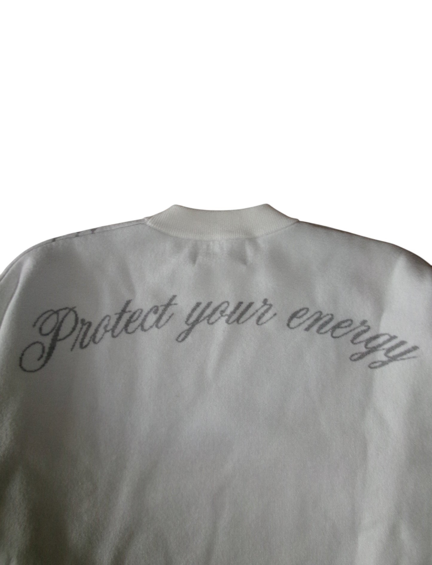 "PROTECT YOUR ENERGY" KNIT SWEATER - POWDER WHITE
