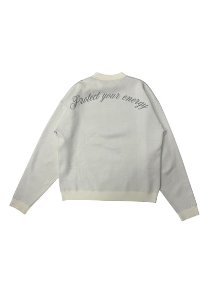 "PROTECT YOUR ENERGY" KNIT SWEATER - POWDER WHITE