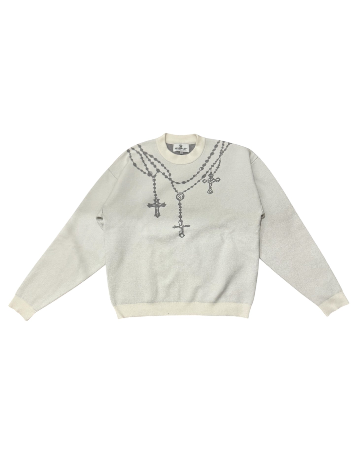 "PROTECT YOUR ENERGY" KNIT SWEATER - POWDER WHITE