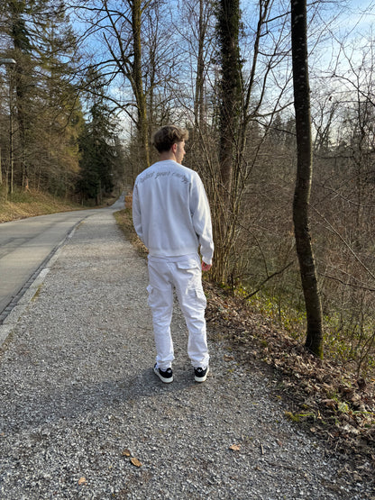 "PROTECT YOUR ENERGY" KNIT SWEATER - POWDER WHITE