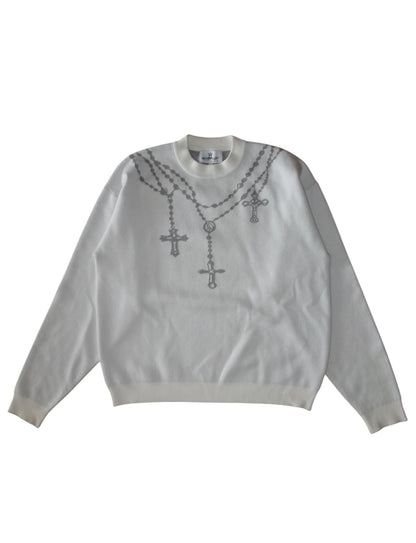 "PROTECT YOUR ENERGY" KNIT SWEATER - POWDER WHITE